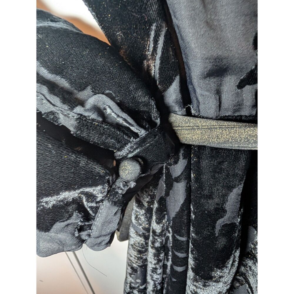 Hutch Black Burnout Velvet Wrap Maxi Dress Metallic Sash Hi-Low Hem Size M - Picture 8 of 12